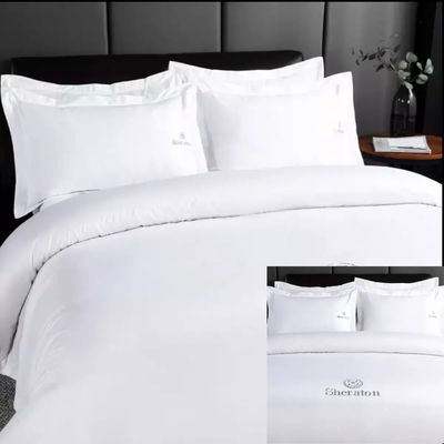 Maßgeschneiderte Bettdecken und Bettwäsche Weiß 100% Baumwolle Bettwäsche Set für Luxus Hotel Komfort