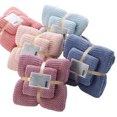Kunden-Logo Dicke Absorptions-Polyester-Handtuch-Badehandtuch-Sets mit glückseligem Gitter