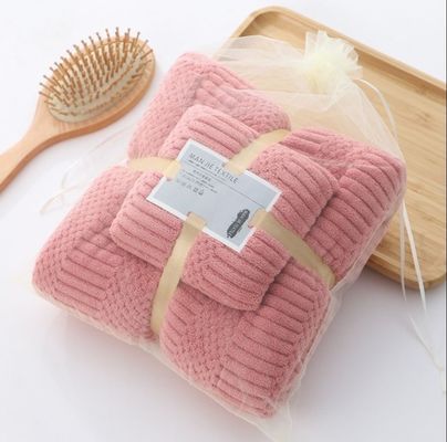 Kunden-Logo Dicke Absorptions-Polyester-Handtuch-Badehandtuch-Sets mit glückseligem Gitter