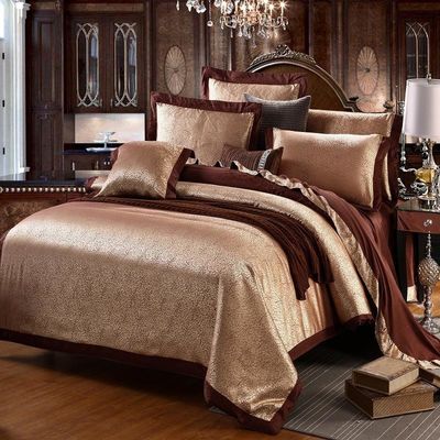 3 4Pcs europäische Stile Stickerei Satin Bettwäsche Set Baumwolle Blatt Kissen Fall Decke Deckel
