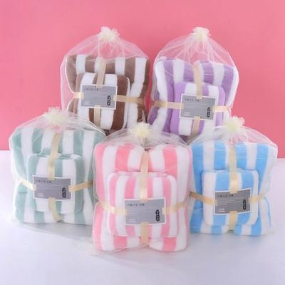 Gewebtes Korallenfleece Badetuch Set Breitkante Verpackung Dicke und absorbierende Ideal zum Geschenken