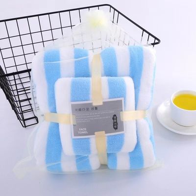 Gewebtes Korallenfleece Badetuch Set Breitkante Verpackung Dicke und absorbierende Ideal zum Geschenken