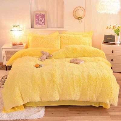 4 Stück Fettfarbe All-Season Falsches Pelz Samt Flauschig Plüssig Weiches Bettwäsche Set für Mädchen