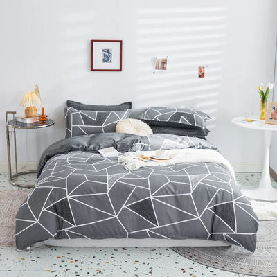 Geometrischer Druck Aloe Vera Baumwolle Vierteilige Bettwäsche mit Reaktionsdruck