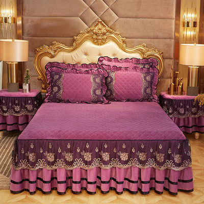 Schleifende Winterbettdecke Set 4 Stück Luxus Broderierte Bettwäsche für 2,0m 6,6 Fuß Größe Bett