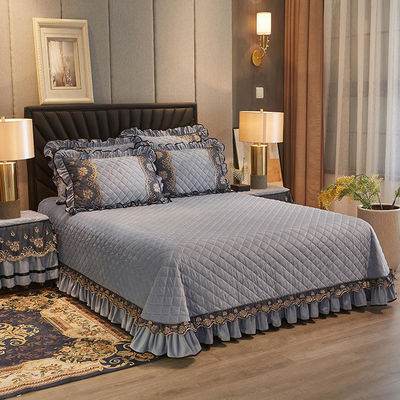 Schleifende Winterbettdecke Set 4 Stück Luxus Broderierte Bettwäsche für 2,0m 6,6 Fuß Größe Bett