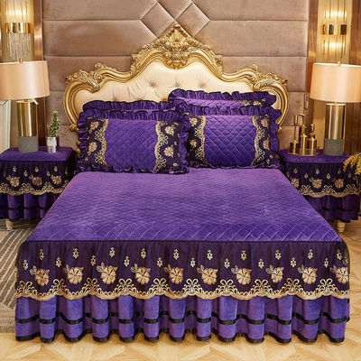 Schleifende Winterbettdecke Set 4 Stück Luxus Broderierte Bettwäsche für 2,0m 6,6 Fuß Größe Bett