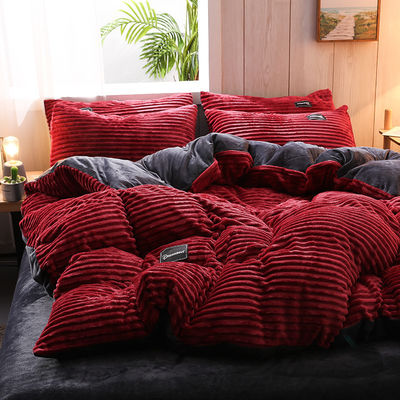 Königin/Königgröße Fleece Velvet Duvet Cover Bettwäsche Set mit Winter Bettwäsche und gedrucktem Muster