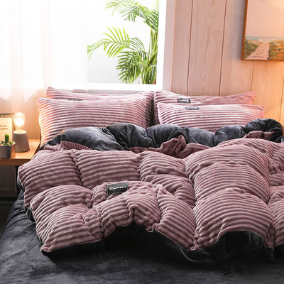 Königin/Königgröße Fleece Velvet Duvet Cover Bettwäsche Set mit Winter Bettwäsche und gedrucktem Muster