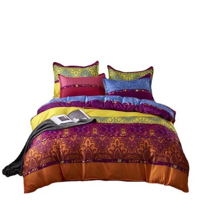 Home Hotel Bohemian Double Duvet Cover Set Blau mit braunem Boho Quilt Bettwäsche Set