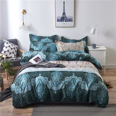 Home Hotel Bohemian Double Duvet Cover Set Blau mit braunem Boho Quilt Bettwäsche Set