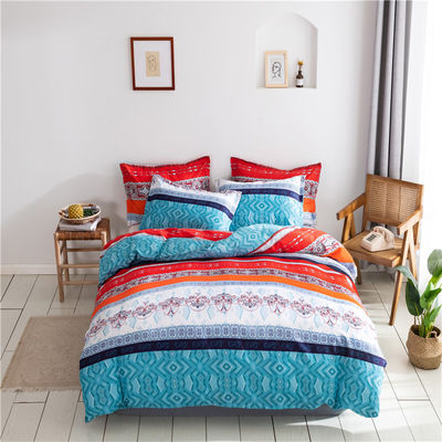 Home Hotel Bohemian Double Duvet Cover Set Blau mit braunem Boho Quilt Bettwäsche Set