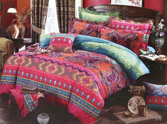 Home Hotel Bohemian Double Duvet Cover Set Blau mit braunem Boho Quilt Bettwäsche Set