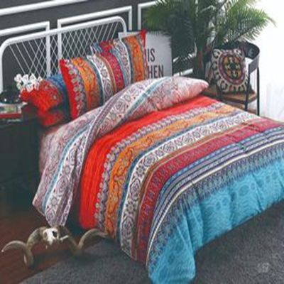 Home Hotel Bohemian Double Duvet Cover Set Blau mit braunem Boho Quilt Bettwäsche Set