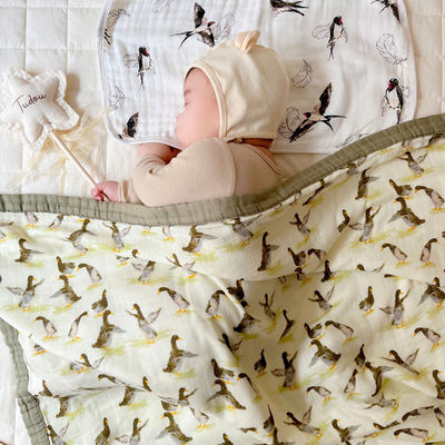 Muster-Stil Baby Bambus Baumwolle Gauze Bad Neugeborene Decke Set für Klasse A Kinderbett