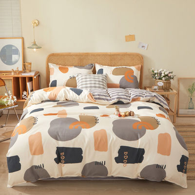 Pflanzenmuster Baumwolle Bürste Bettwäsche Set für 2,2m 7 Fuß Bett Einfaches Design