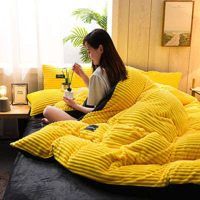 Streifenmuster Magische Fleece Doppelseitige Bettwäsche Set 4 Stück All-Season Kollektionen