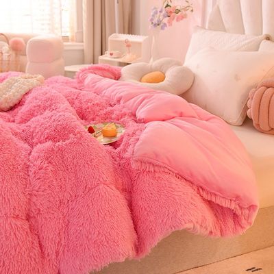 Superweiches Plüssigdeckel mit künstlichem Samt und 100% Polyester mit rosa Bettwäsche