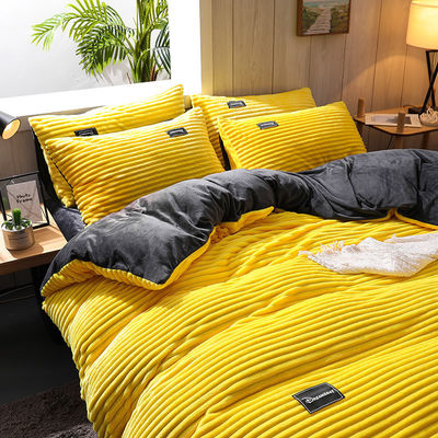 Streifenmuster Magische Fleece Doppelseitige Bettwäsche Set 4 Stück All-Season Kollektionen