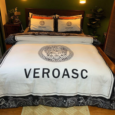 4 in 1 weiße Kingsize Bettwäsche Satin Weich wie Seide Polyester Stoff Dichte