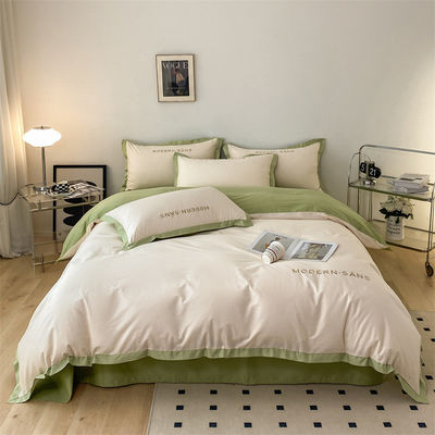 2023 Style Grade A 100% Baumwolle 4 Stück Bettwäsche Set mit gestickten Ecke Matching Prozess