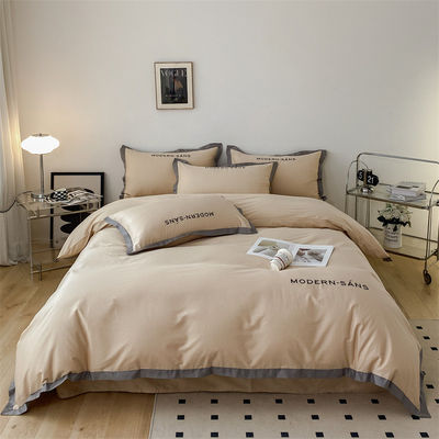 All-Season Baumwolle Leinen Stoff Weich 4pcs Flachgewebte Bettwäsche Set für Luxus Bettwäsche