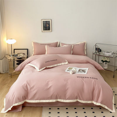 All-Season Baumwolle Leinen Stoff Weich 4pcs Flachgewebte Bettwäsche Set für Luxus Bettwäsche