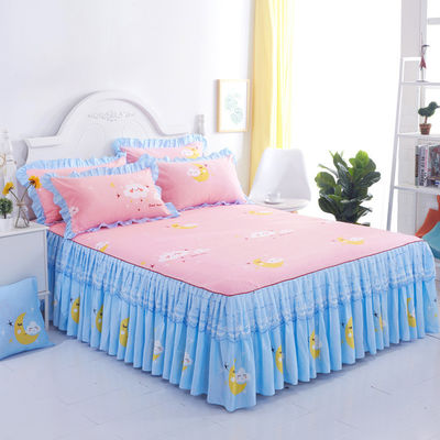 Moderne Blumenpflanzen gedruckte Bettbedeckung Fitted Spitze Schlafrock Blätter 3pcs Bettwäsche Sets