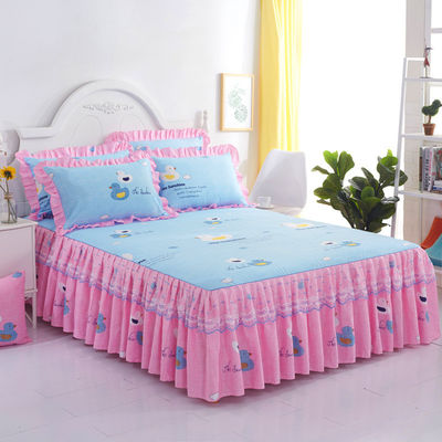 Moderne Blumenpflanzen gedruckte Bettbedeckung Fitted Spitze Schlafrock Blätter 3pcs Bettwäsche Sets
