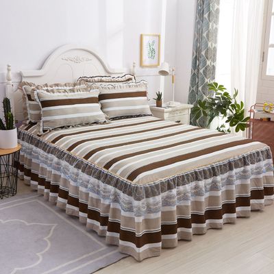 Moderne Blumenpflanzen gedruckte Bettbedeckung Fitted Spitze Schlafrock Blätter 3pcs Bettwäsche Sets