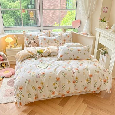 Hochzeits-Vierstück-Kit Bettwäsche Bettdecke Karikatur Baumwollbett Set Luxus Bettwäsche