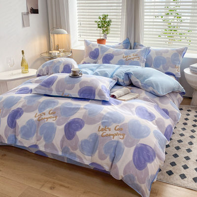 Hochzeits-Vierstück-Kit Bettwäsche Bettdecke Karikatur Baumwollbett Set Luxus Bettwäsche