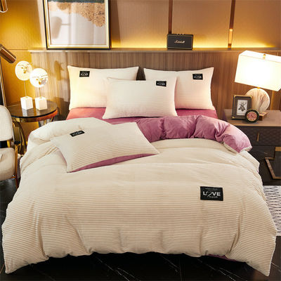 Polyester Flannel Samt Fleece Winter Warm Solid Queen King Größe Bettwäsche Set für Betten