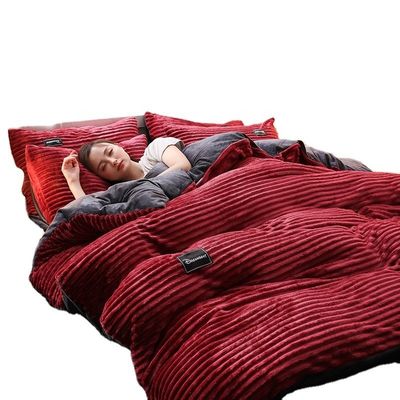 100% Polyesterfaser Winter warmes Flannel Samt Fleece Königin King Size Bettwäsche Set