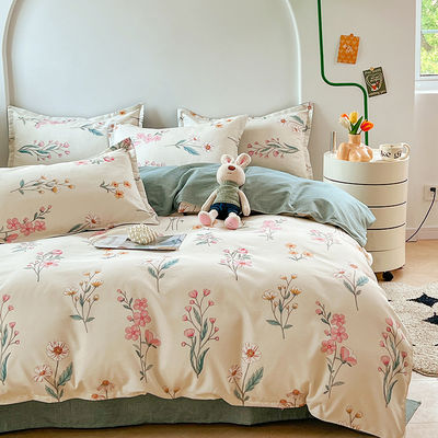 Reaktiver Druck Einfaches Blumenmuster Polyester Bettwäsche Set für Luxus Bettwäsche