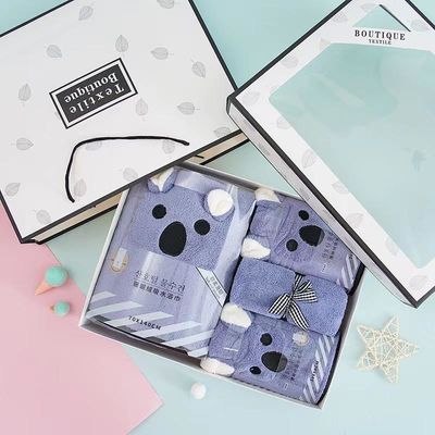 4 Stück Badetücher Soft Touch Hand Face Druck Luxus Badetücher Set Badezeit