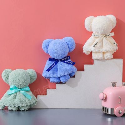 Kinder Altersgruppe 30x30cm Korallen Samt Fleece Bären Handtuch für Hochzeitsgeschenke