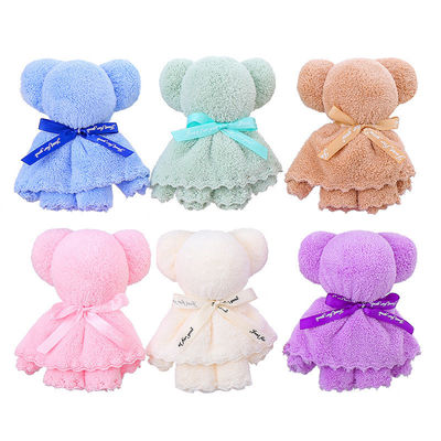 Kinder Altersgruppe 30x30cm Korallen Samt Fleece Bären Handtuch für Hochzeitsgeschenke