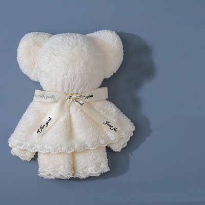 Kinder Altersgruppe 30x30cm Korallen Samt Fleece Bären Handtuch für Hochzeitsgeschenke