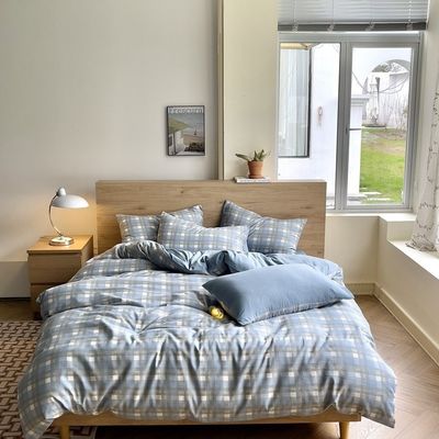 Retro-Stil Schachbrett Linnen Deckel Bettwäsche Set für einen schicken und zeitlosen Look