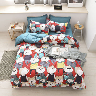 Einfache 4 Stück Karikatur Polyester Bettwäsche Set für Zwillinge Doppel Queen King Size Betten