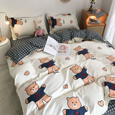 Einfache 4 Stück Karikatur Polyester Bettwäsche Set für Zwillinge Doppel Queen King Size Betten