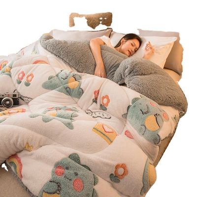 angepasste Farbe Verdickte Lammfleece Quilt Weich Chemische Faser Quilt Größe Bettdecke