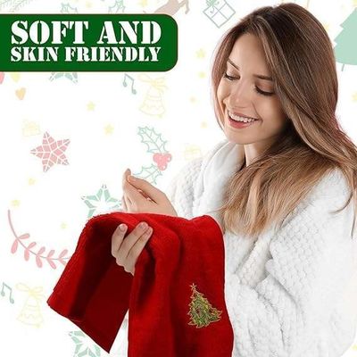 2023 Weihnachtshandtuch Geschenk Set Hypoallergene Baumwollhandtücher in Geschenkbox mit Stickerei