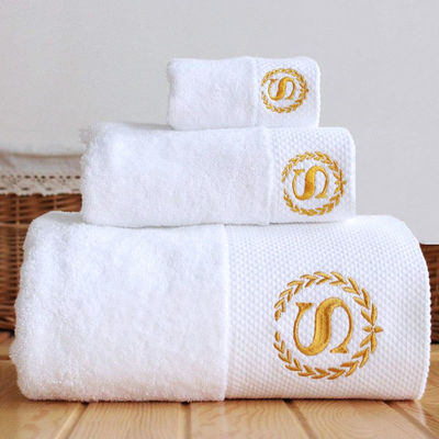 Custom Logo Hotel Handtuch Set Breitstreifen Korallen Samt 35*75cm 70*140cm Weich absorbierend
