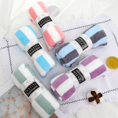 360 gsm Farbiges gestreiftes Korallenfleece Gesichtsbadehandtuch 5 Stück Set mit kundenspezifischem Logo
