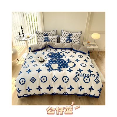 Erleben Sie Komfort und Stil mit diesem 4Pcs-Bürsten-Baumwoll-Bettwäsche-Set in braun-weiß