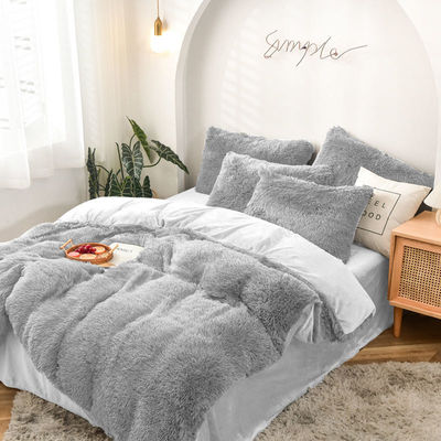 Handgefertigte rosa Bettwäsche Plush Quilt Set mit super weichen künstlichen Samt und Flussigen Cover