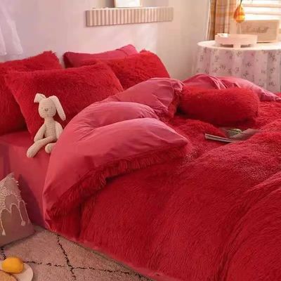 Home Hotel Queen Size Bettwäsche mit Satin-Rohr und Baumwoll-Velvet-Dücke
