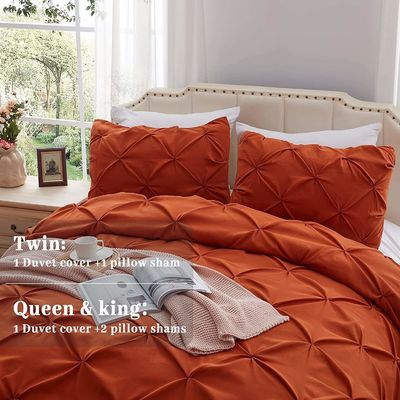 Queen Size Solid Pinch Pleat Pintuck 3-teiliges Decke mit Diamant Stickerei